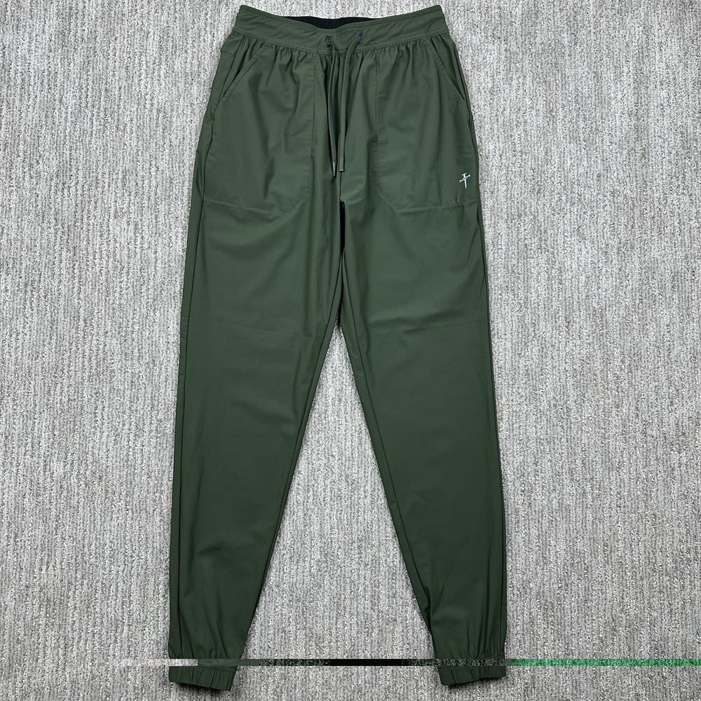 Three Nails Pants Mens Medium Green Performance Jogger Zip Pockets Training